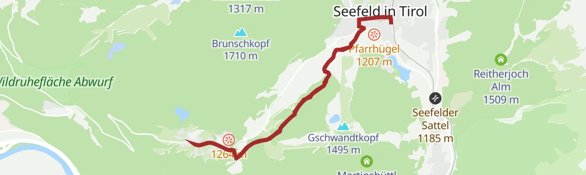 Route map: Bike-Verbindung Nr. 546 Mösern-Seefeld